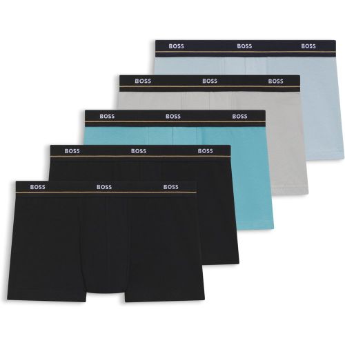 Lot de cinq boxers courts en coton stretch avec taille logotée - Boss - Modalova