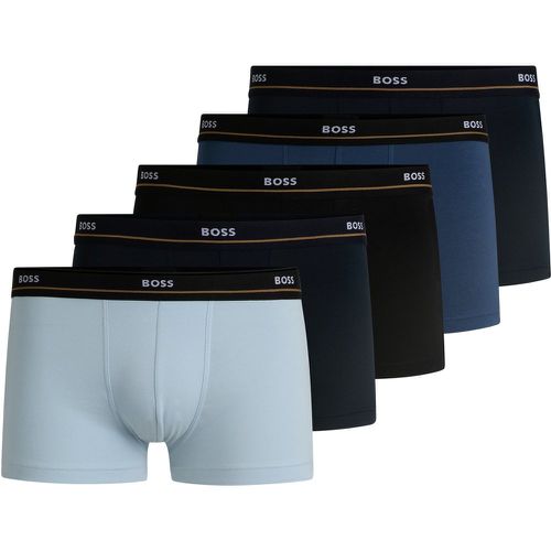 Lot de cinq boxers courts en coton stretch avec taille logotée - Boss - Modalova