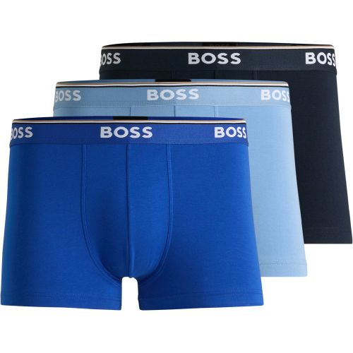 Lot de trois boxers courts en coton stretch avec taille logotée - Boss - Modalova