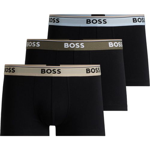 Lot de trois boxers courts en coton stretch avec taille logotée - Boss - Modalova