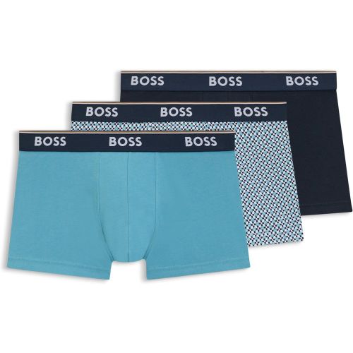 Lot de trois boxers courts en coton stretch avec taille logotée - Boss - Modalova