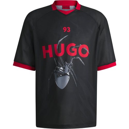 T-shirt Relaxed en mesh inspiré du football, avec imprimé de la saison - HUGO - Modalova