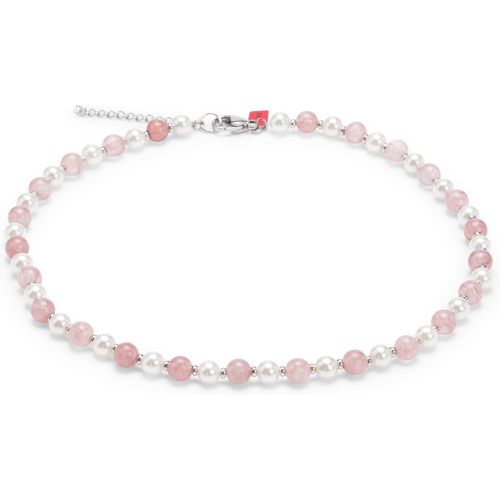 Collier ajustable avec perles naturelles et pierres roses - HUGO - Modalova