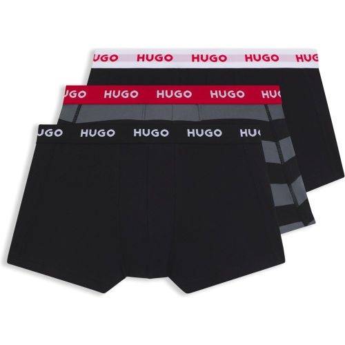 Lot de trois boxers courts en coton stretch avec taille logotée - HUGO - Modalova