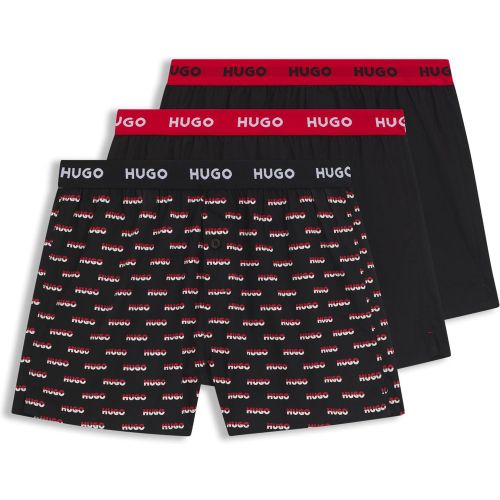 Lot de trois boxers en coton avec taille logotée - HUGO - Modalova