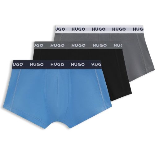 Lot de trois boxers courts en coton stretch avec taille logotée - HUGO - Modalova