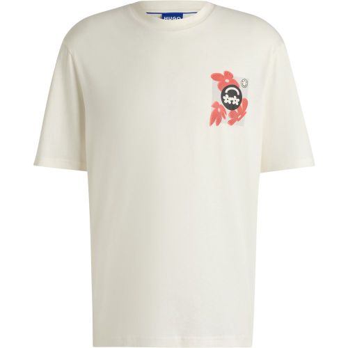T-shirt en jersey de coton avec logos imprimés - HUGO - Modalova