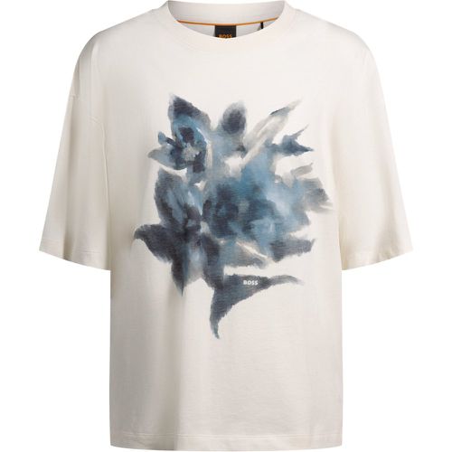 T-shirt Oversize en jersey de coton avec motif artistique de la saison - Boss - Modalova