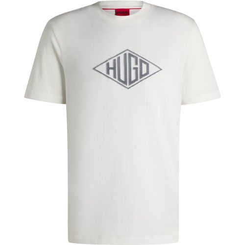 T-shirt en jersey de coton à logo géométrique brodé - HUGO - Modalova