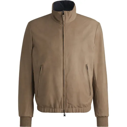 Veste réversible en nubuck avec fermeture éclair à double curseur - Boss - Modalova