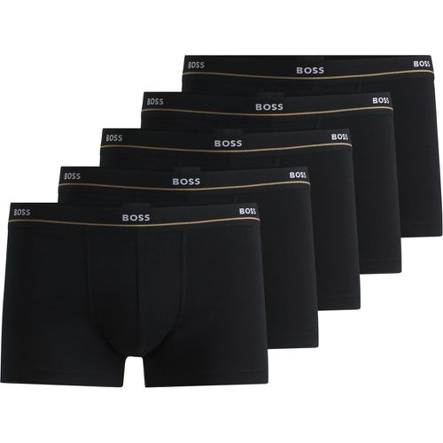 Lot de cinq boxers courts en coton stretch avec taille logotée - Boss - Modalova