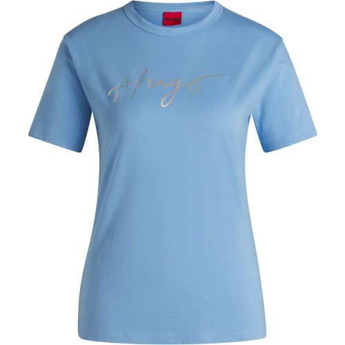 T-shirt en coton à col rond avec imprimé de la saison - HUGO - Modalova