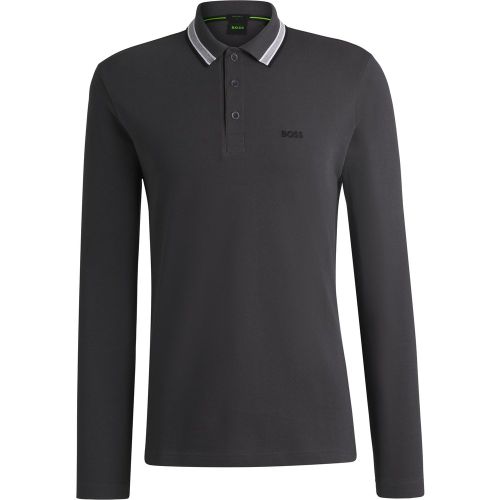 Polo à manches longues en piqué de coton - Boss - Modalova