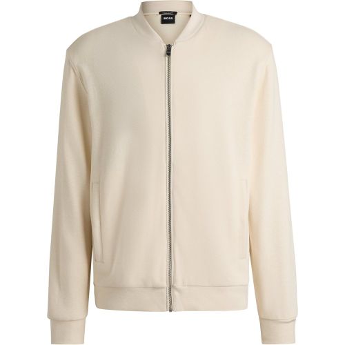 Sweat zippé en piqué de coton et de lin - Boss - Modalova