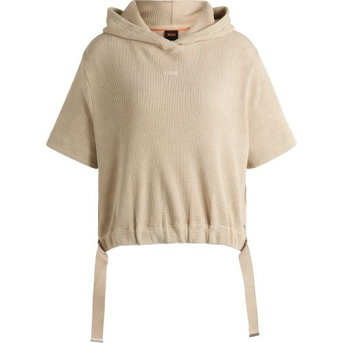 Sweat à capuche en coton mélangé à la structure gaufrée - Boss - Modalova