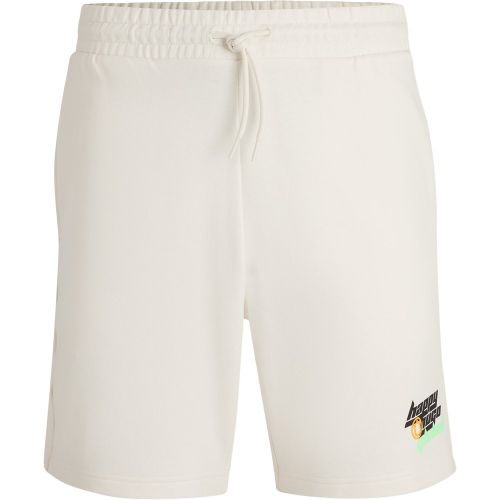 Short en molleton de coton avec logo Happy - HUGO - Modalova