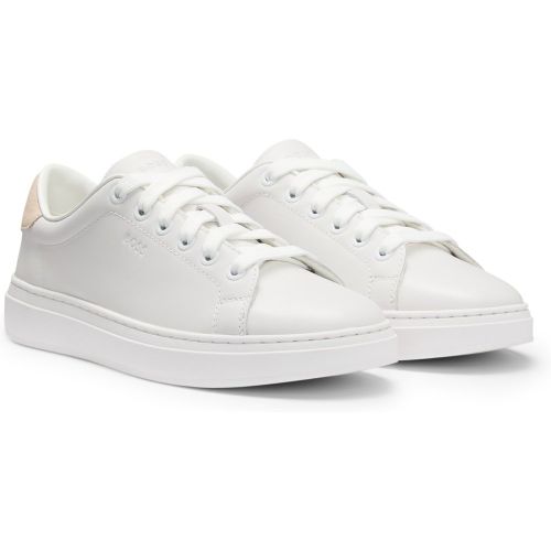 Baskets en cuir avec contrefort en cuir suédé - Boss - Modalova