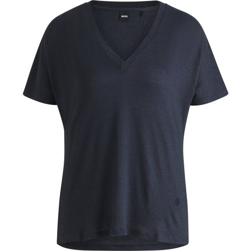 T-shirt à col V et monogramme Double B - Boss - Modalova