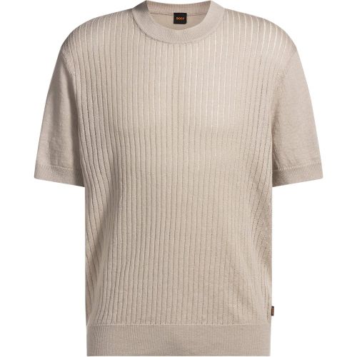 T-shirt Relaxed en maille de coton et de lin - Boss - Modalova