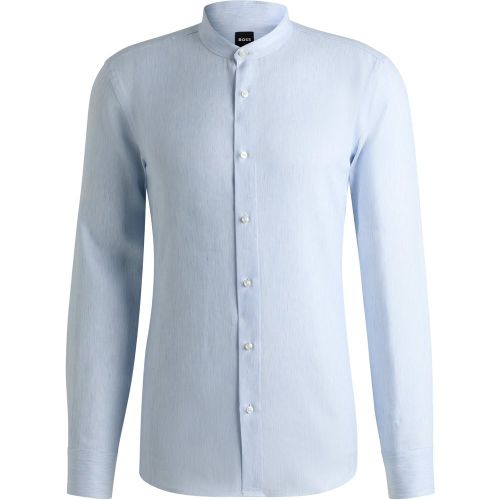 Chemise Slim en twill de lin mélangé à rayures - Boss - Modalova