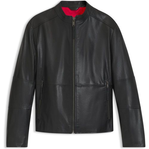 Veste Slim en cuir grainé - HUGO - Modalova