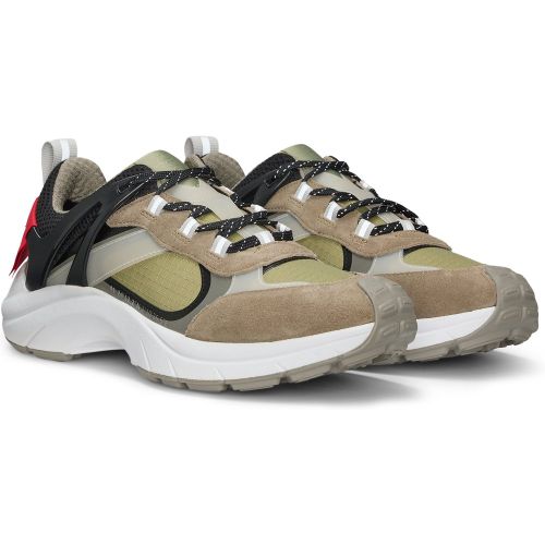Baskets inspirées des chaussures de course en cuir suédé et mesh - HUGO - Modalova