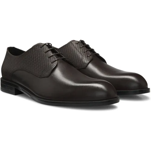 Chaussures derby en cuir lisse et imprimé - Boss - Modalova