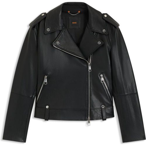 Veste en cuir grainé avec finitions argentées - Boss - Modalova