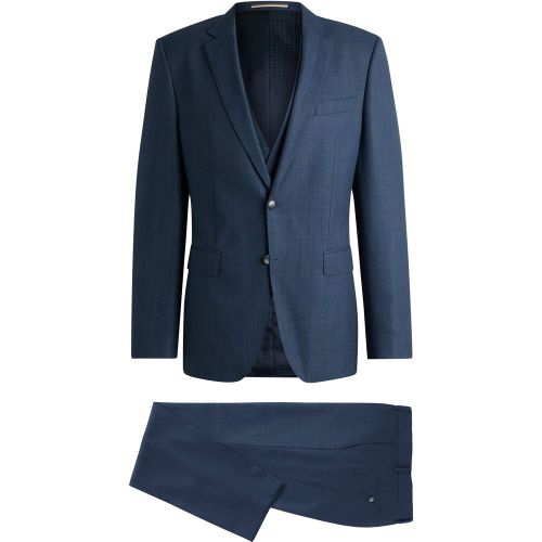 Costume Slim trois pièces en laine stretch à motif - Boss - Modalova