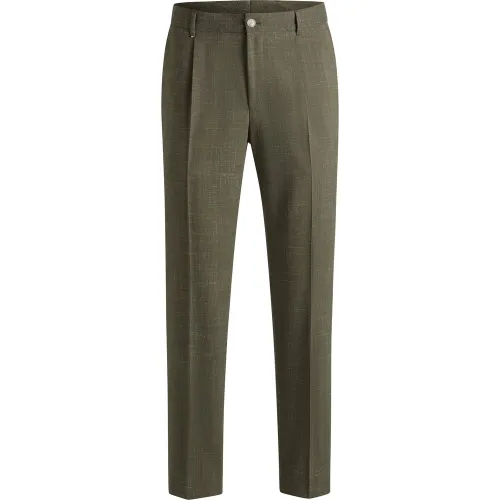 Pantalon Slim chiné en laine vierge et lin - Boss - Modalova