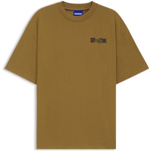 T-shirt en jersey de coton à logo imprimé en relief - HUGO - Modalova