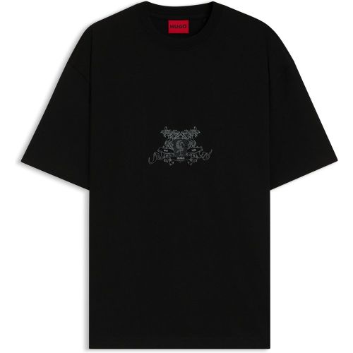 T-shirt en jersey de coton avec logos style universitaire - HUGO - Modalova