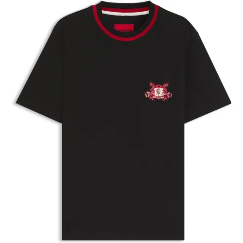 T-shirt en jersey de coton avec logo universitaire - HUGO - Modalova