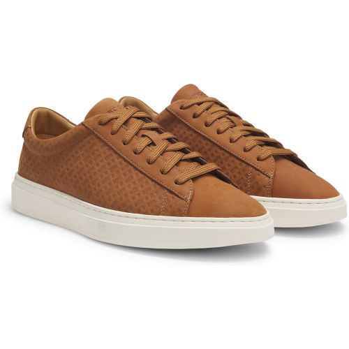 Baskets en nubuck à monogrammes emés - Boss - Modalova