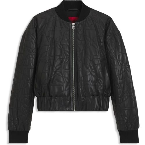 Veste en cuir Relaxed à motif matelassé - HUGO - Modalova