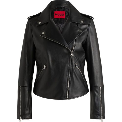 Blouson de motard asymétrique en cuir - HUGO - Modalova