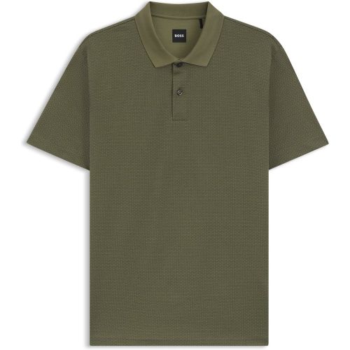 Polo en coton mercerisé avec motif jacquard géométrique - Boss - Modalova