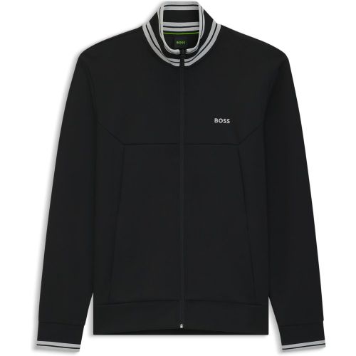 Sweat zippé en coton mélangé avec finitions à rayures - Boss - Modalova