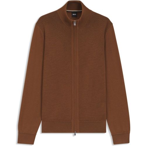 Cardigan zippé en laine vierge - Boss - Modalova