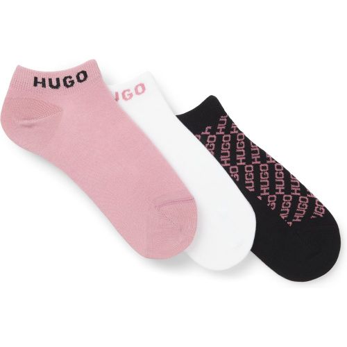 Lot de trois paires de chaussettes basses avec détails logotés - HUGO - Modalova