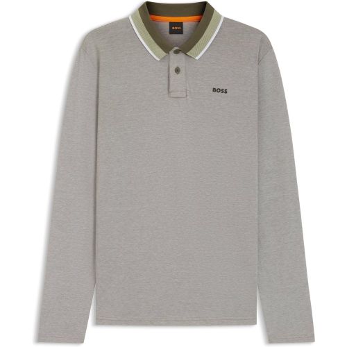 Polo en piqué de coton avec col à rayures - Boss - Modalova