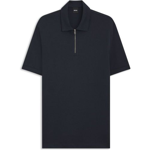 Polo en tissage piqué avec encolure zippée - Boss - Modalova
