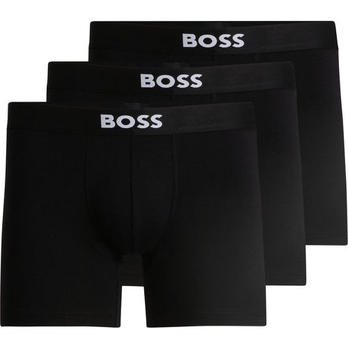 Lot de trois boxers longs en coton stretch avec logo - Boss - Modalova