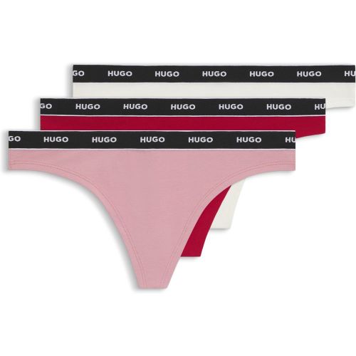 Lot de trois strings en coton stretch avec taille logotée - HUGO - Modalova