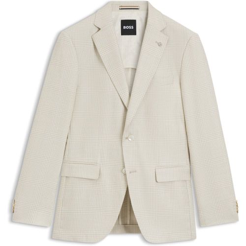 Veste Slim en laine, soie et lin à carreaux - Boss - Modalova