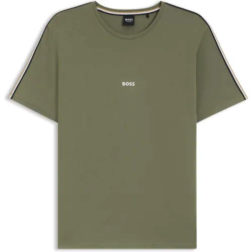 T-shirt de pyjama en coton stretch avec bandes - Boss - Modalova