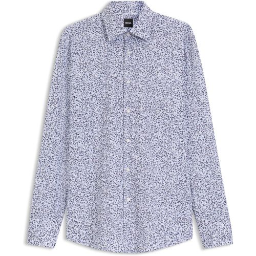 Chemise Slim en popeline de coton stretch avec imprimé à fleurs - Boss - Modalova
