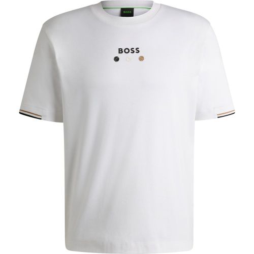 T-shirt en coton Pima à motifs balles de tennis - Boss - Modalova