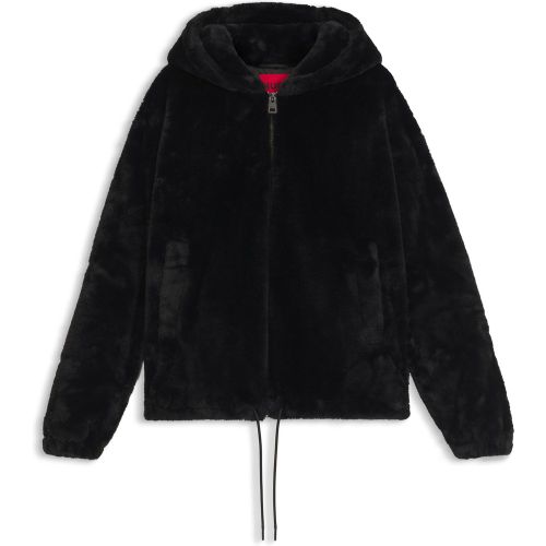 Veste à capuche en fourrure synthétique avec logo brodé - HUGO - Modalova