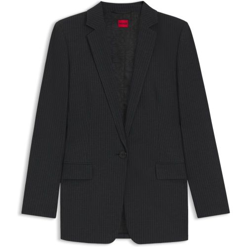 Veste longue Regular en flanelle à rayures tennis - HUGO - Modalova